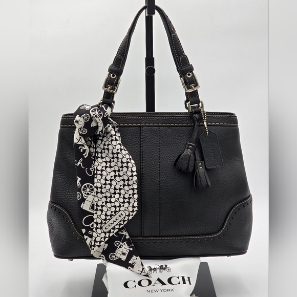 🌻VINTAGE!🌻Coach Y2K Hampton Luxury Tassel Satchel + Shoulder Chain Strap,Black - Picture 16 of 16